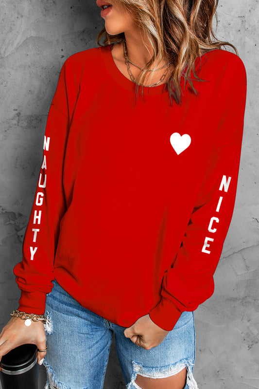 NAUGHTY & NICE Heart Graphic Sweatshirt